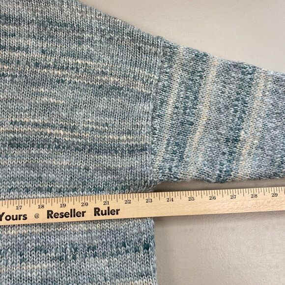 J Crew Chunky Wool Sweater Womens Small Blue Marled High Neck Boxy Crop Oversize - Picture 7 of 13